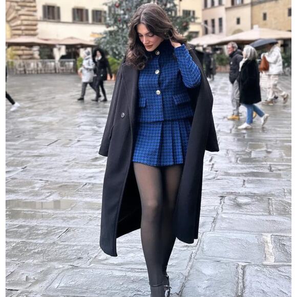 ZARA Blogger Fave Blue Houndstooth Blazer & Skort Co-Ord Set NWT - Picture 14 of 16